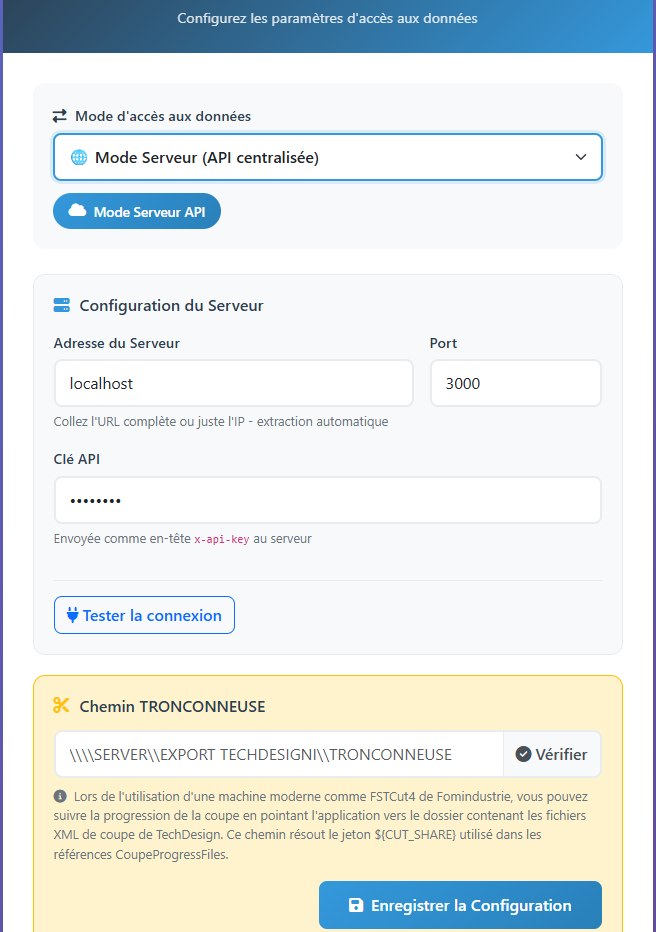 Schéma : mode serveur local (LAN)