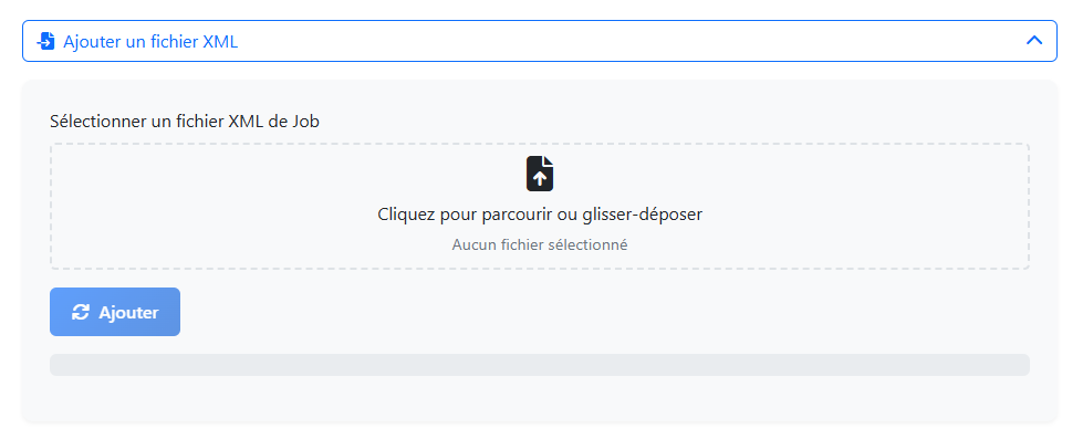 Capture d’écran — Export d’un job (XML)