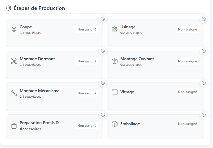 Capture d’écran — Étapes du châssis